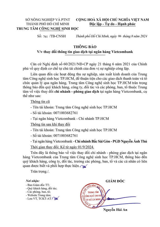 761 TB doi CN VCB signed signed signed hình ảnh 0